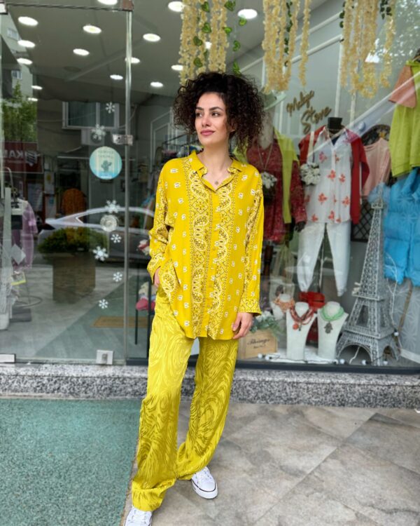 Yağ Yeşili Saten Pantolon