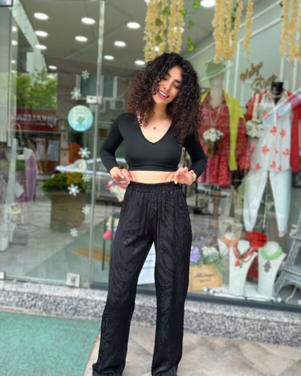 Yağ Yeşili Saten Pantolon