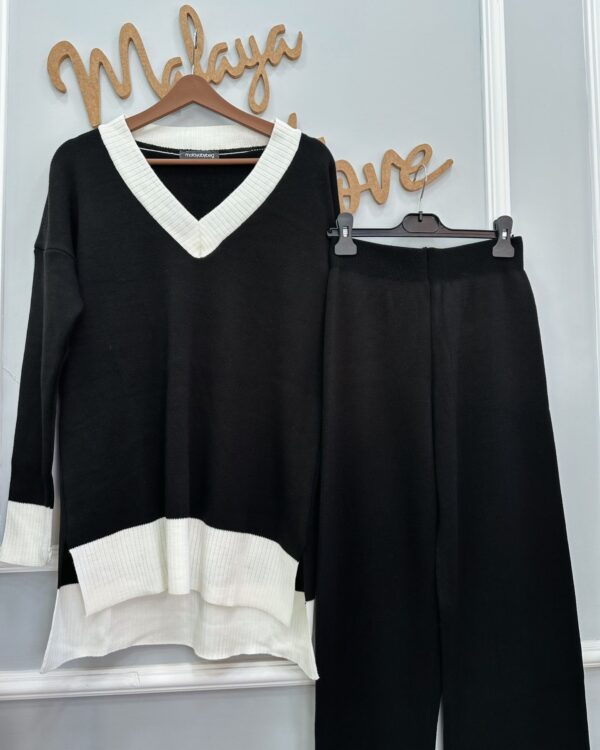 Siyah Beyaz İkili Triko Takım