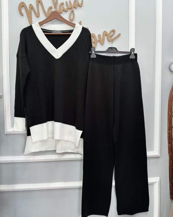 Siyah Beyaz İkili Triko Takım