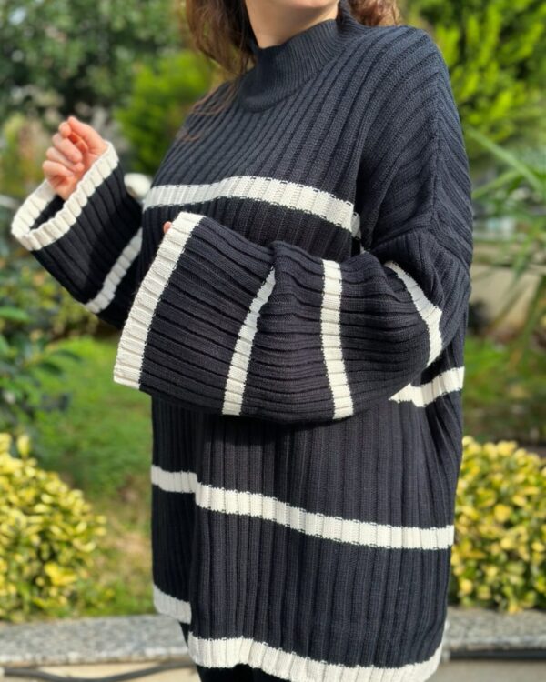 Çizgili Oversize Kazak